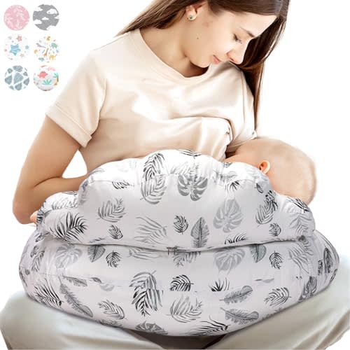 PILLANI Nursing Pillow for Breastfeeding, Breastfeeding Pillows for Mom & Baby Feeding Support, Removable Cotton Cover, w/Adjustable Waist Strap, Newborn Essentials Must Haves, Baby Registry Search