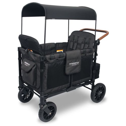 WonderFold W4 Luxe Multifunctional Quad (4 Seater) Stroller Wagon - Volcanic Black