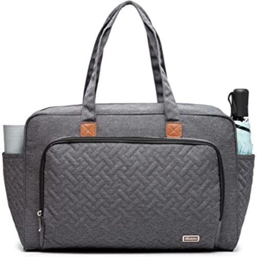 Rabjen Diaper Bag Tote, Large Travel Multifunction Baby Bag with Insulated Pockets Padded Sleeve for up to 15.7’’ Laptop