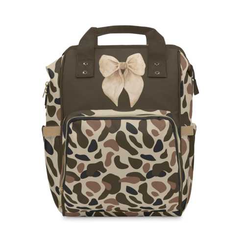 Camo "Bow" Backpack/Old School Camo Diaper bag/Cream Coquette Travel bag/Girl Diaper Bag/Trendy Camo Backpack/Country Girl Bag/Coquette Bag