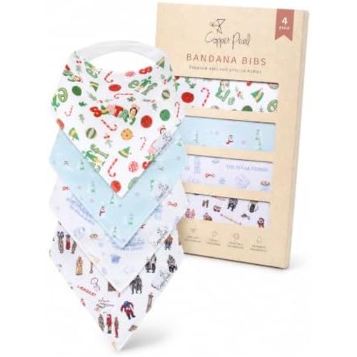 Copper Pearl Baby Bibs 4 Pack, Bandana Drool Bibs for Baby Girl & Boy, Soft Cotton Bibs for Drooling and Teething