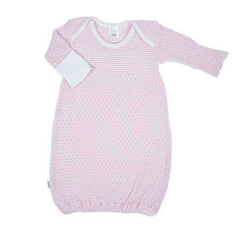 Blue Paty Knit, Long Sleeve, Solid Color Overlap Shoulder Gown, No Bow