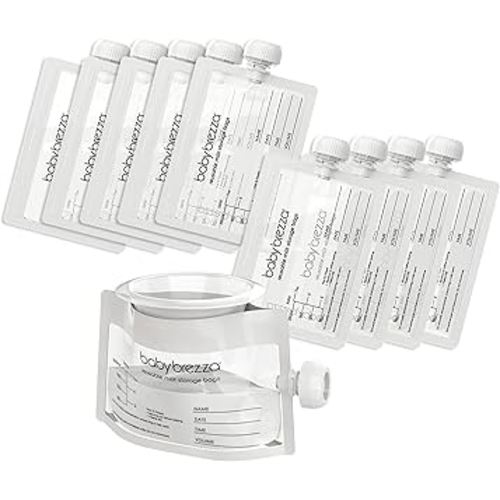 Baby Brezza Reusable Breastmilk Storage Bags, 10 Pack, Includes Filling Funnel