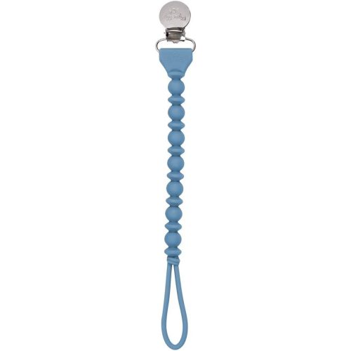Itzy Ritzy Silicone Pacifier Clip 100% Food Grade Silicone Pacifier Strap with Clip Keeps Pacifiers, Teethers & Small Toys in Place Features One-Piece Design & Silicone Cord (Blue)