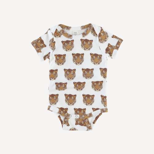 short sleeve lap neck bodysuit | tiger | organic cotton interlock