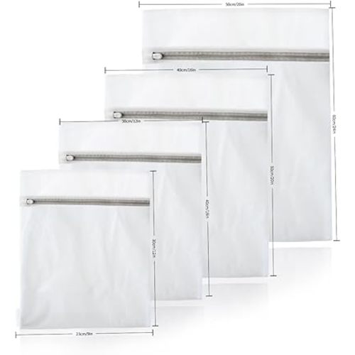 Seven exquisite laundry bags specially designed for cleaning delicate garments. These bags are used for washing shirts, underwear, stockings and bras. (4-piece laundry bag set)