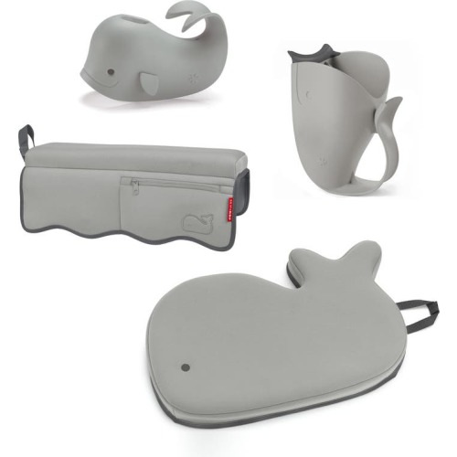 Skip Hop Moby Bath Time Essentials 4-Piece Kit, Grey