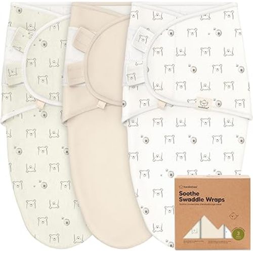 3-Pack Organic Baby Swaddle Sleep Sacks - Swaddles for Newborns, Infant 0-3 Months, Baby Girls, Boys, Soft & Snug Newborn Sleep Sack, Nursery Swaddling Blankets, Velcro Closure (Bumble Bear)