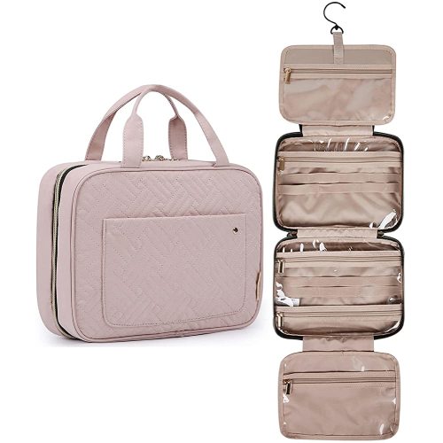 BAGSMART Toiletry Bag Travel Bag with Hanging Hook, Water-resistant Makeup Cosmetic Bag Travel Organizer for Accessories, Shampoo, Full Sized Container, Toiletries