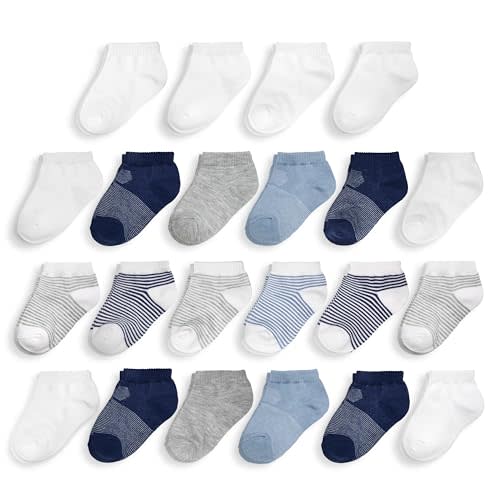 Fruit of the Loom Baby 22-Pack Grow & Fit Flex Zones Low Cut Stretch Socks - Unisex, Girls, Boys