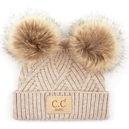 Funky Junque Baby Beanie Hat - Soft Knit Winter Cap with Double Pom Pom - Easter Pastels, Classic Solids, Value Packs