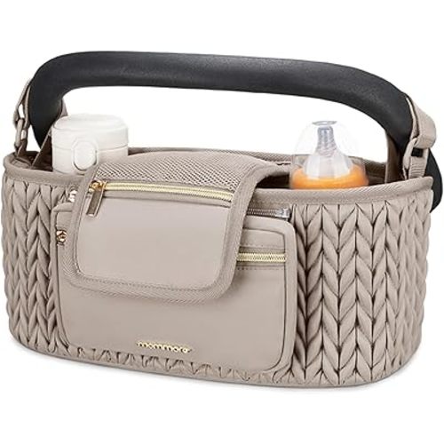 mommore Stroller Organizer with Insulated Cup Holders, Universal Stroller Caddy with Detachable Phone Bag, Stroller Accessories Fits for Uppababy, Doona, Jogger, Britax, Mompush, Bob