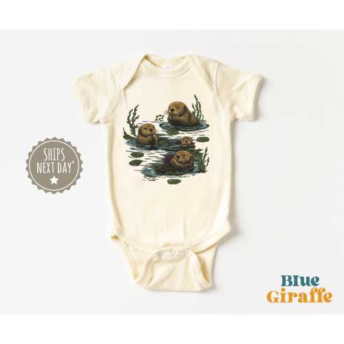 90s Style Sea otter Wildlife Baby Onesie® - Vintage Otter Baby Clothes - Funny Meme Baby Bodysuit