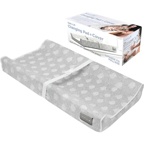 Jool Baby Changing Pad - Contoured, Waterproof & Non-Slip, Includes a Cozy, Breathable, & Washable Cover (Gray)