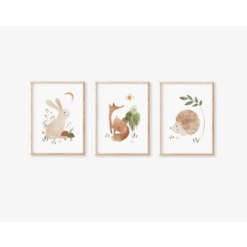 woodland art prints, woodland nursery decor,  woodland animals print, woodland art for kids room, woodland nursery art, nursery prints