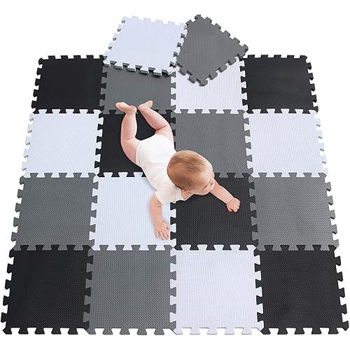 Baby Play Mat|Foam Puzzle Floor Playmat for Infants,Children Kids|Tummy Time Crawling Sit Interlocking Square Non Toxic Meiqicool 18 Piece Mat 101104112
