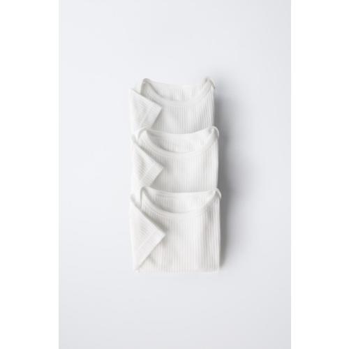 THREE-PACK OF BASIC ROUND NECK BODYSUITS - Oyster-white | ZARA United States