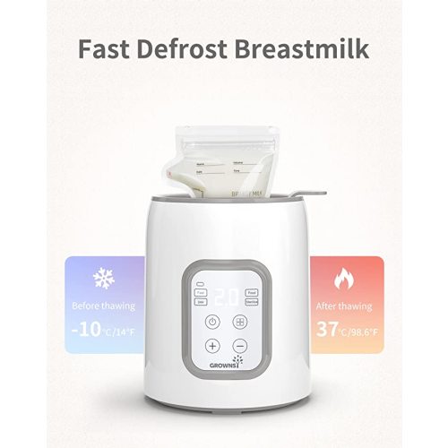Bottle Warmer, GROWNSY 8-in-1 Fast Baby Milk Warmer with Timer for Breastmilk or Formula, Accurate Temperature Control, with Defrost, Sterili-zing, Keep, Heat Baby Food Jars Function - Gray