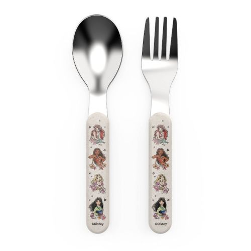 Zak Designs Disney Princess 2pc Bamboo And Plastic Kids Fork And Spoon Flatware Set
