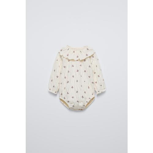 TEXTURED FLORAL BODYSUIT - Light ecru | ZARA United States