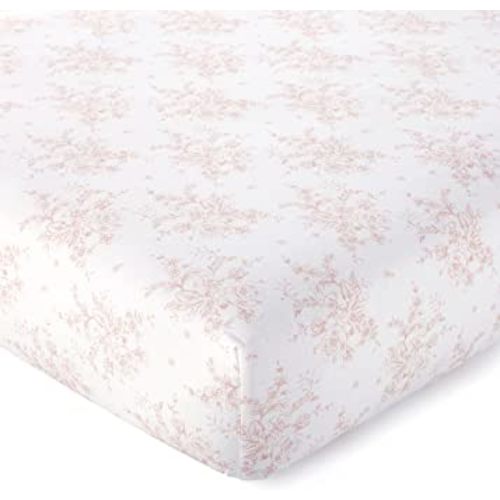 Levtex Baby - Heritage Crib Fitted Sheet - Fits Standard Crib and Toddler Mattress - Floral - Blush and White - Nursery Accessories - 100% Cotton