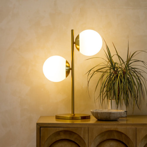 Brightech Sphere 20 in. Mid-Century Modern Integrated LED Desk Table Lamp with Built-In 3-Way Dimmer & Reviews | Wayfair