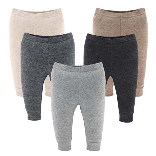 The Peanutshell Baby Boy and Baby Girl Pants, Unisex Pull On Pants for 0-3 Months, Earthy Neutrals, 5-Pack