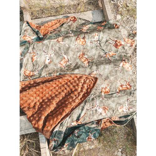 Green Deer Minky Blanket