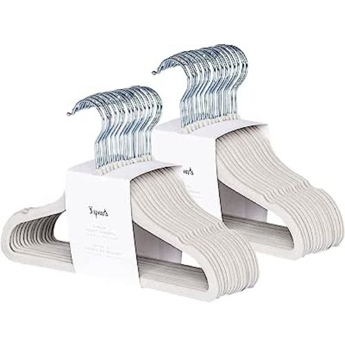 3 Sprouts Baby Velvet, Non-Slip Clothes Hangers - Pack of 30, Grey