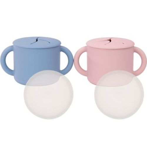 WeeSprout Snack Containers, Food Grade Silicone Cups, Spill-Proof Tops for Toddlers & Babies, Set of 2 Snack Catchers