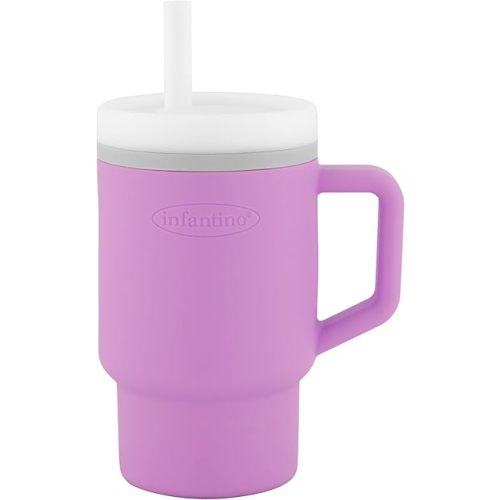 Infantino My 1st Tumbler – Adorable Miniature Tumbler with Toddler-Friendly Straw and Handle, Encourages Hydration, Easy to Clean, 9 fl. oz, Lilac