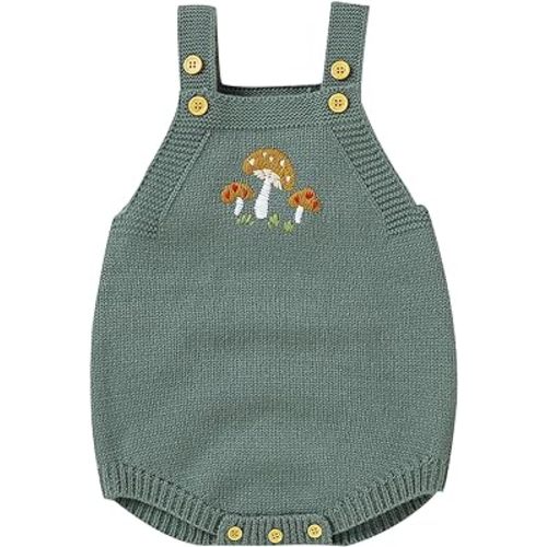 Newborn Baby Toddler 2023 Summer Dressy Fashion Romper Jumpsuit Knit Mushroom Print Sweater Clothes Baby Bodysuit