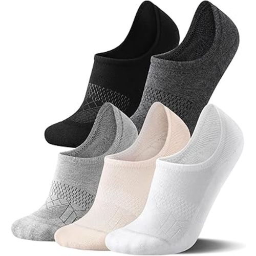 FITRELL No Show Socks Womens Cotton Cushioned Athletic Ankle Low Cut Invisible Non Slip Socks 5-8 Pairs