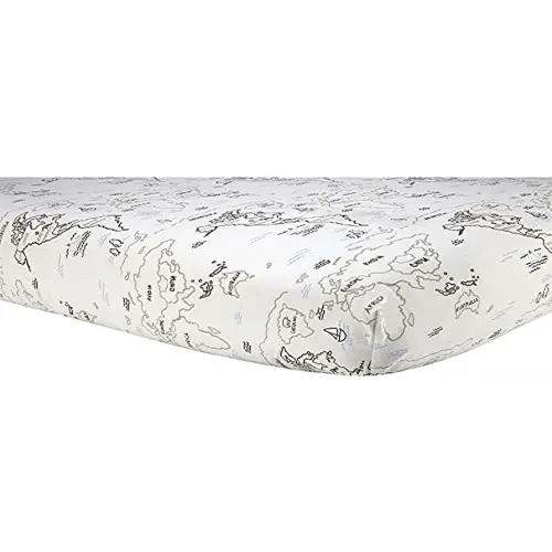 Sadie & Scout Crib Sheet, Zahara World Map Fitted 28x52 Inch (Pack of 1)