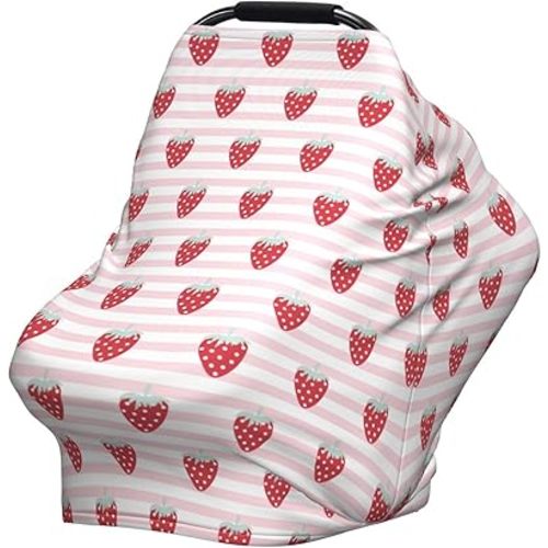 Strawberry Baby Stuff Car Seat Cover for Baby,Mom Nursing Breastfeeding Covers,Multi-Use Car Seat Canopy Carrier Cover,Stroller Cover Newborn Shower Gift for Boys Girls
