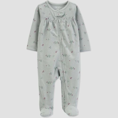 Carter's Just One You®️ Baby Girls' Floral Footed Pajama - Sage Green, Size: 3M