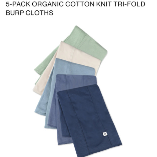 5-Pack Organic Cotton Knit Tri-fold Burp Cloths | Honest Baby Clothing