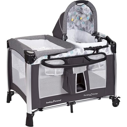 Baby Trend GoLite ELX Unisex Versatile Deluxe Infant Play Portable Nursery Center for Newborns, Lightweight 30 pounds, Drip Drop Blue