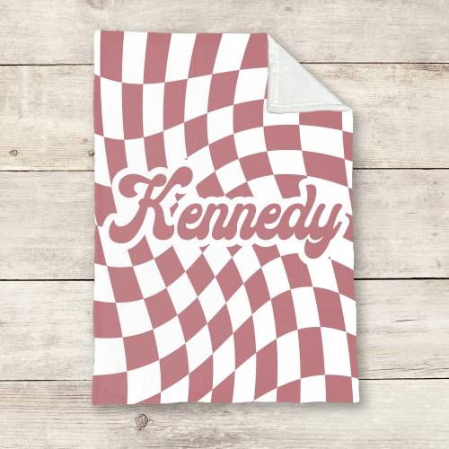 Personalized Blanket for Kids, Retro Blanket, Personalized Name Blanket, Gift for Teen, Checkered Name Blanket, Check Blanket, Custom Name