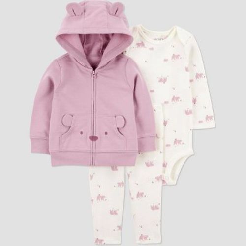 Carter's Just One You® Baby Girls' 3pc French Terry Bear Sweatshirt & Pants Set - Pink