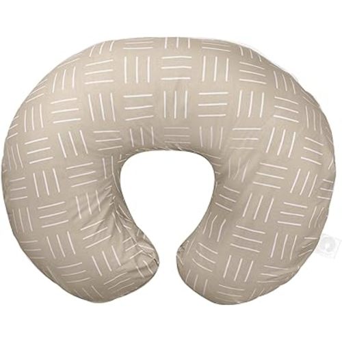 Boppy Organic Original Nursing Pillow, Sand Criss Cross, Ergonomic Nursing Essentials for Bottle and Breastfeeding, Firm Hypoallergenic Fiber Fill with 100% Organic Cotton Pillow Cover