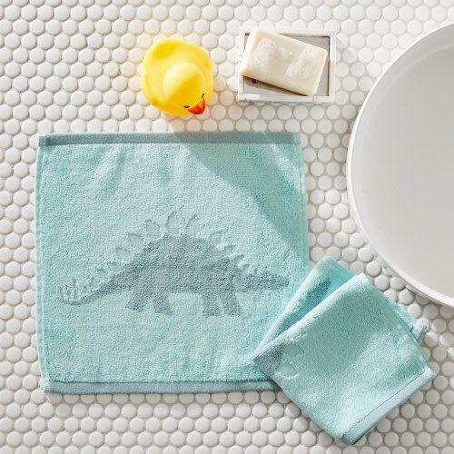 Stegosaurus Aqua Face Washers Pack of 2