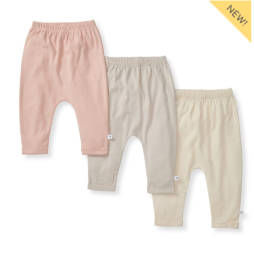 Solid Organic Cotton Baby Pants 3 Pack Pink Sand