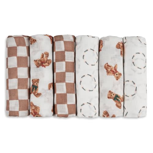 Muslin Receiving Blankets 27x27 Inch, Soft Cotton Baby Blankets, Breathable Multi-Use Muslin Cloths for Feeding, Cleaning, and Travel, Set (Fresh Colors)