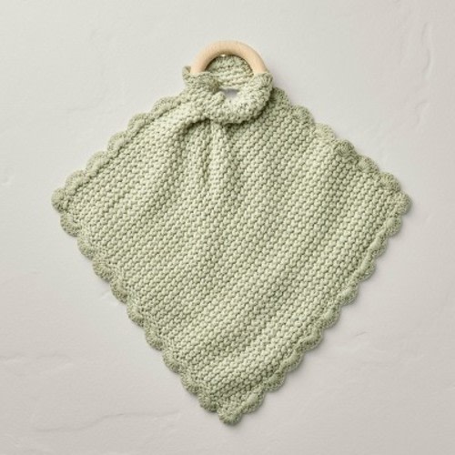 Soft Knit Baby Security Blanket with Wood Ring - Hearth & Hand™ with Magnolia, Color: Sage Green