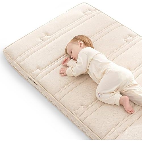 Baby & Toddler Crib Mattress, Organic Breathable Fabric Cover & High Density Support Air Fiber, Removable and Washable Cover, 4" Firm Soft Crib Mattress, Fits Standard Crib & Toddler Beds