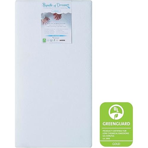 Bundle of Dreams Eco-Air Baby Crib Mattress Organic Cotton Cover Crib and Toddler Bed Mattress, 100% Breathable, Non-Toxic, Eco-Friendly, Hypoallergenic