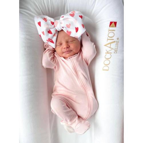 The Honey Bows Pink Hearts Oversized Bow Newborns to 4 years Old Headwrap