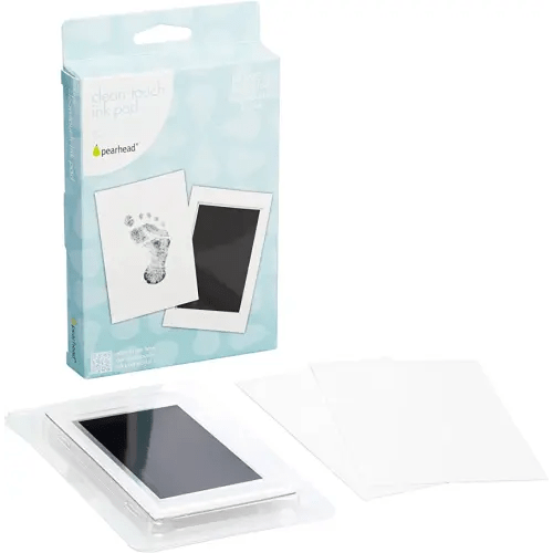 Pearhead Newborn Baby Handprint and Footprint Kit - No Mess Clean-Touch Ink Pad With Impression Cards, Safe for Skin, Perfect Keepsake for Family, Acid-Free, Smudge-Proof, Black, 3 Piece Set