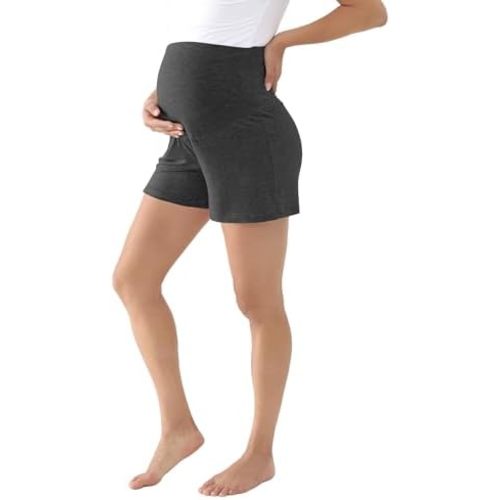 Maternity Shorts for Women Over The Belly Soft Comfy Stretchy Summer Lounge Pajama Pregnancy Shorts